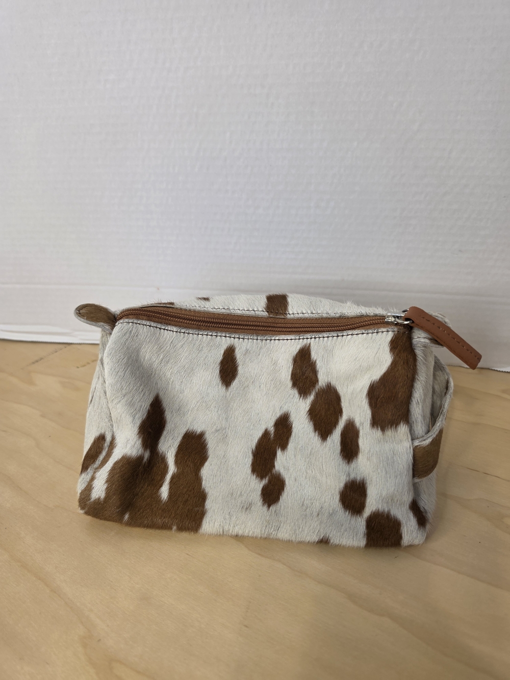 Brown and White Cowhide Travel Dopp Kit